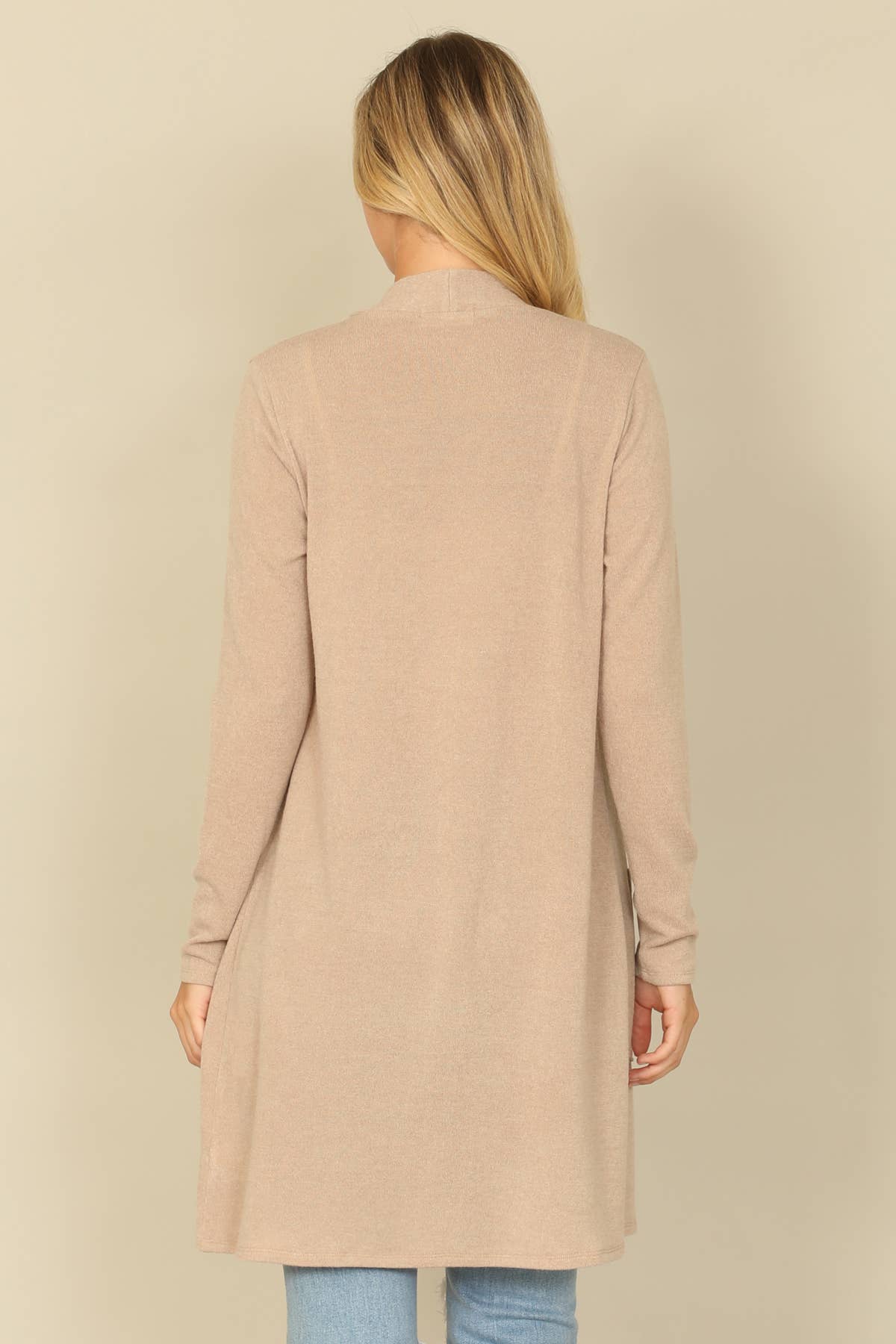 You & Me - Wholesale Cardigan - Women's - YMC30014V-SOLID LONG SLEEVE SIDE POCKET OPEN FRONT CARDIGAN11