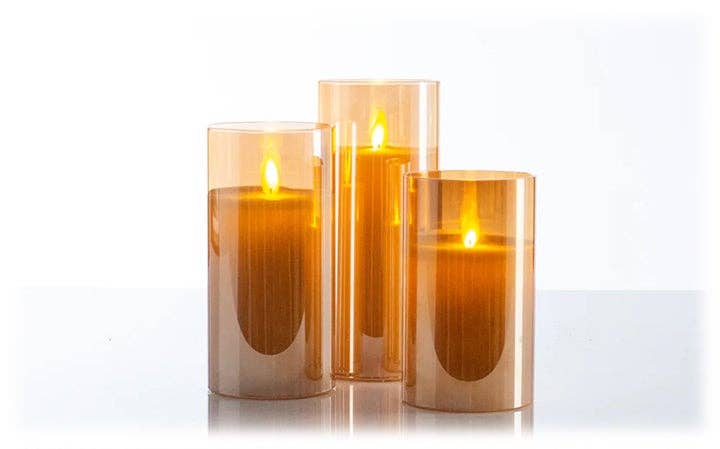 Will's Company - Wholesale Flameless Candle - LED Candle in Glass Cylinder w/Flickering Flame & Remote S/310