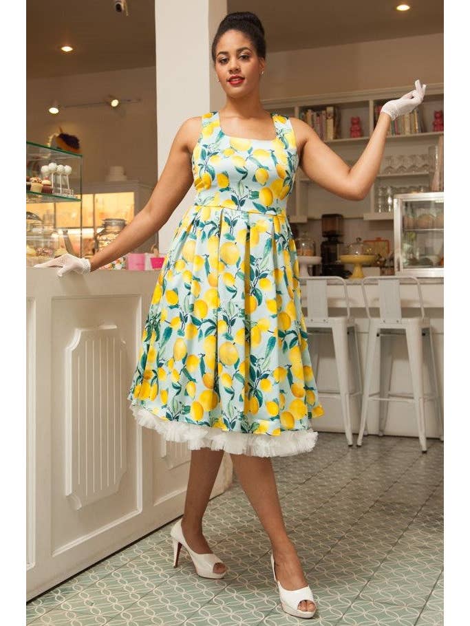 Dolly & Dotty - Wholesale Dress - Women's - Amanda Light Blue Lemon Swing Dress