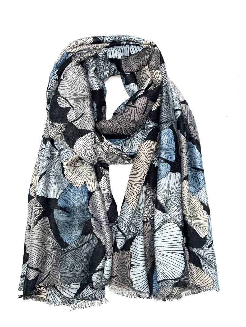 LINETA - Wholesale Scarf - Women's - HH-240 Ginkgo pattern printed scarf 3