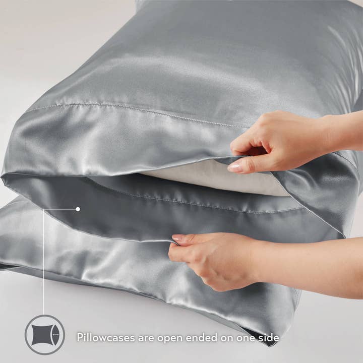 Olliix - Wholesale Sheet Set - Luxury Satin 6-Piece Sheet Set, Dark Grey14
