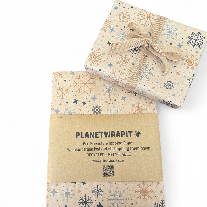 PlanetWrapIt - Wholesale Wrapping Paper Roll - Christmas Snowflakes Recycled Eco Kraft Gift Wrapping Paper7