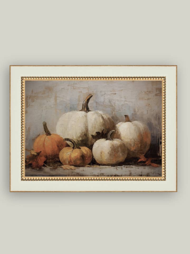 Vintage pompoenen ingelijste antieke kunst voor wholesale door Petal Lane Home