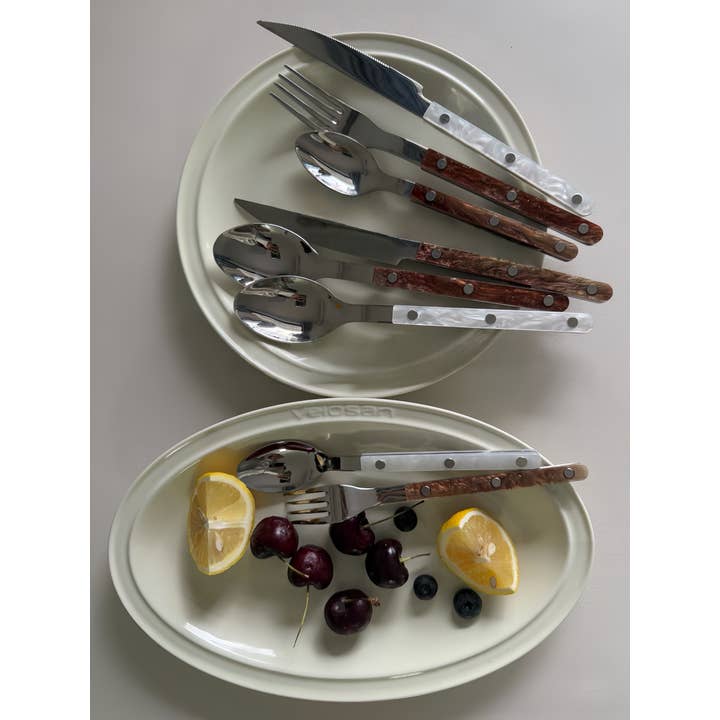 INSPECIAL HOME - Wholesale Flatware Set - Set of 10 Pcs Modern Nebula Pattern Cutlery Flatware Utensil2