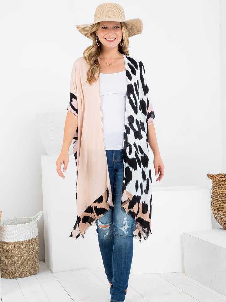 ANIMAL SKIN PATCH KIMONO for wholesale by LA Soul