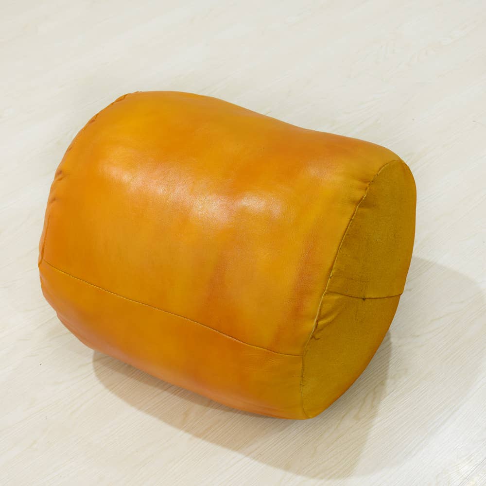 BBH Homes LLC - Wholesale Pouf - Solid Handmade Leather Round Pouf Mustard Color BBH Homes8