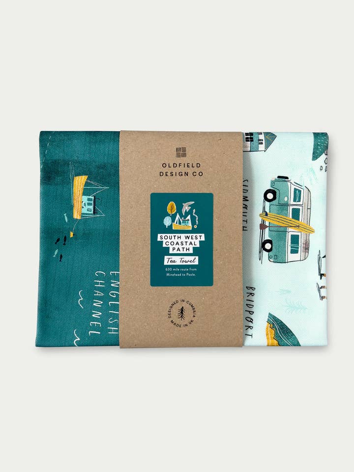 South West Coastal Path Tea Towel for wholesale by Oldfield Design Co