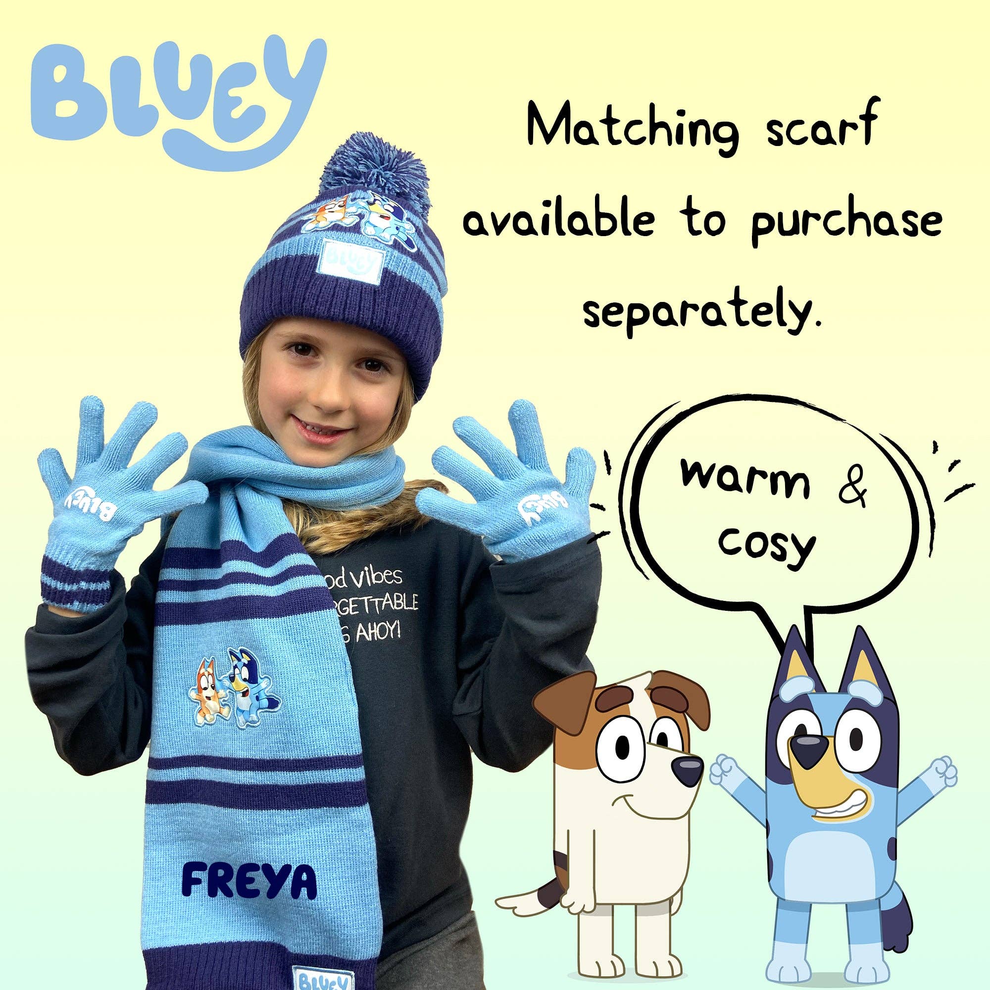 Fringoo Group Ltd – wholesale Winter accessory set – kids – Bluey Children's Winter Hat & Gloves Set Warm and Comfy Beanie Hat & Gloves Set6