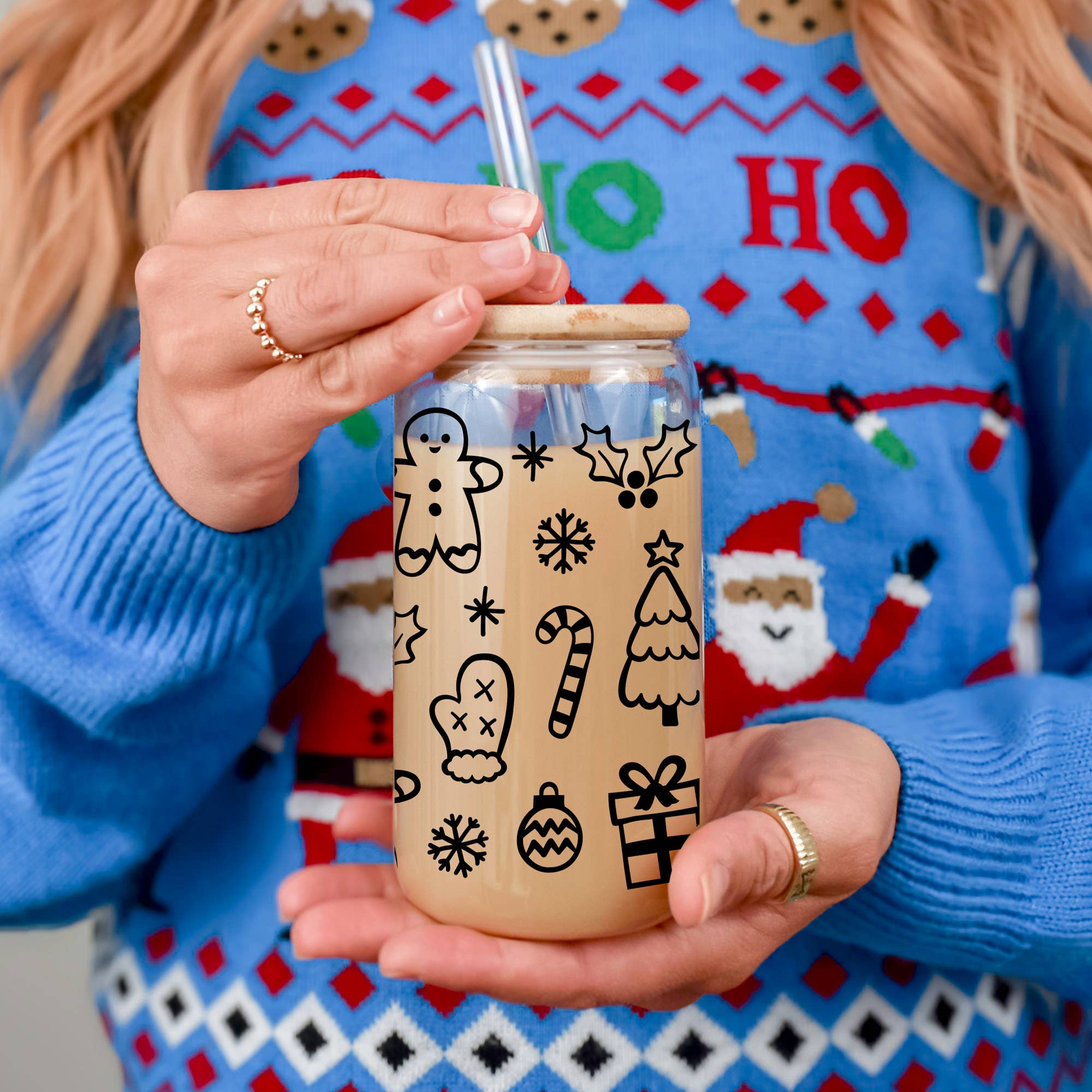 Gia Roma - Vente Gourde/bouteille isotherme - Verres en verre et cadeaux de cuisine de Noël Candy Cane107