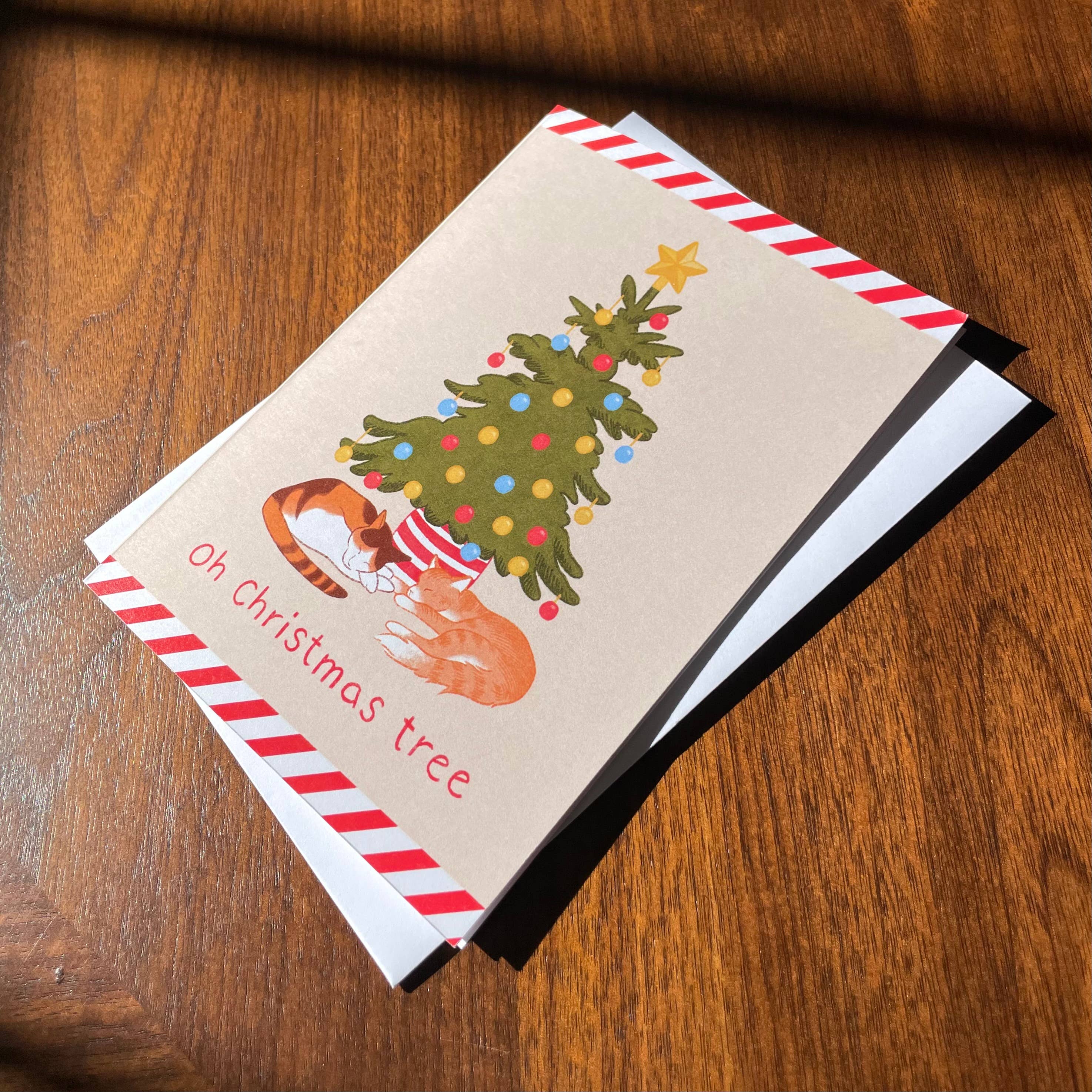 Tiday Art - Wholesale Christmas Card - Oh Christmas Tree - A6 Greeting Card Pack with Cats2