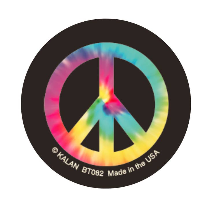 Kalan - Wholesale Lapel Pin/Button - Tie Dye Peace Sign 1.25" Round Button0