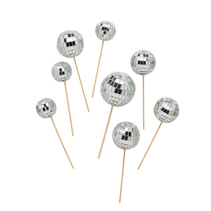 Hootyballoo by Club Green - Wholesale Cake/Cupcake Topper - Disco Ball Food Decorations - Pack of 8