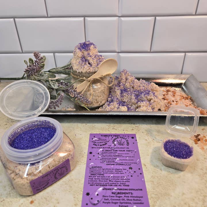 THIRSTY FEET™️ - Wholesale Foot Scrub/Polish - Lavender Salt Foot Fluff Sugar Scrub 8 oz Jar4
