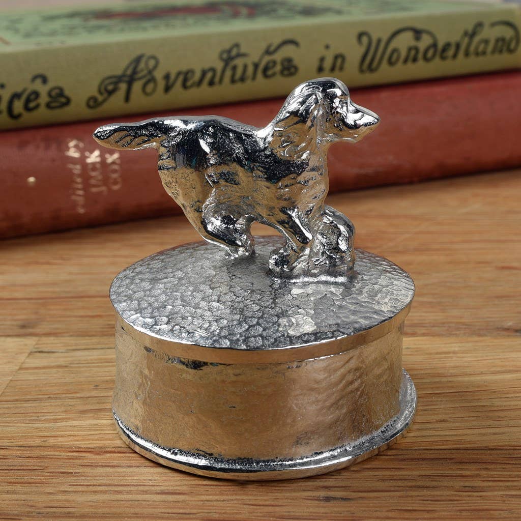 Glover & Smith – Engroshandel Smykkesskrin – Spaniel Trinket Box, Engelsk tin Gaver3