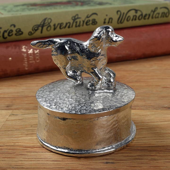Glover & Smith - Wholesale Jewellery box/organiser - Spaniel Trinket Box, English Pewter Gifts3