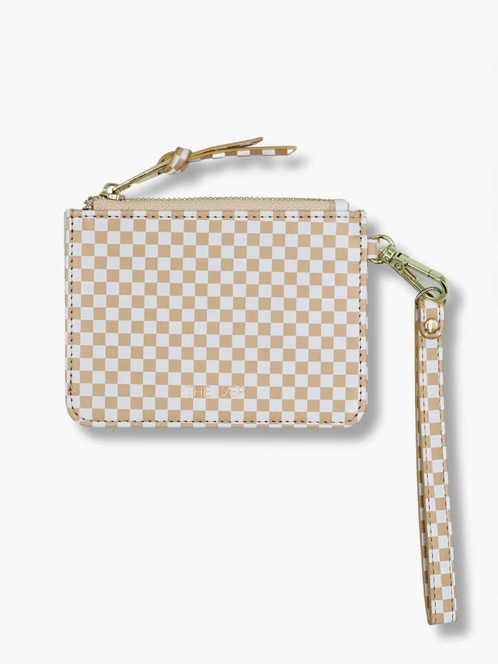 Beige Checkered Snap Wallet (RFID) for wholesale by THE CÆP