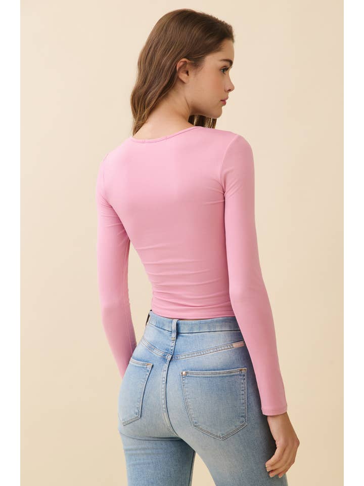 Heart & Hips - Wholesale Knit Top - Women's - JT56670L - SWEETHEART NECK W/RUCHED LONG SLEEVE TOP17