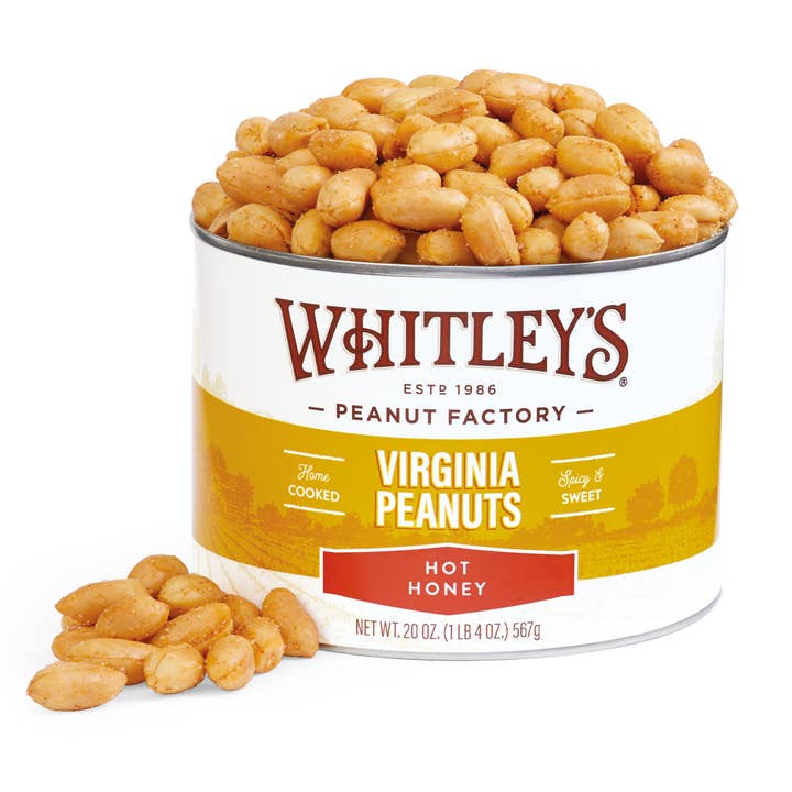 Hot Honey Virginia Peanuts 20 oz. for wholesale by Whitley's Peanut Factory