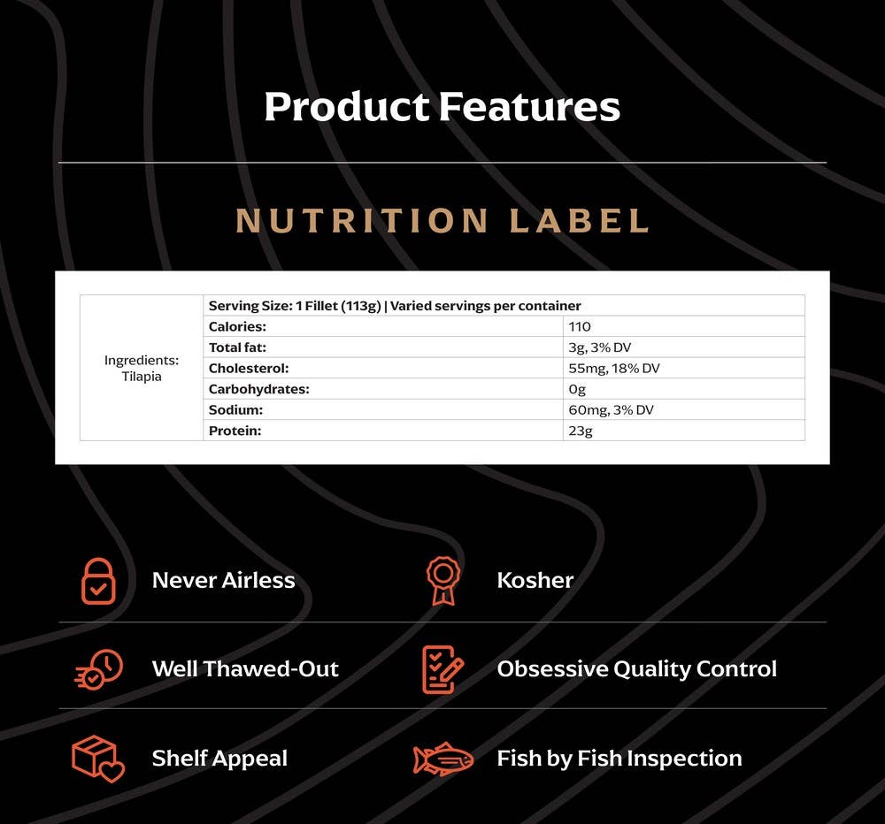 Legend of Jona – Engroshandel Fisk/skaldyr – JONA Tilapia Fileter 2 stk - 8 oz - Bakke pakket4