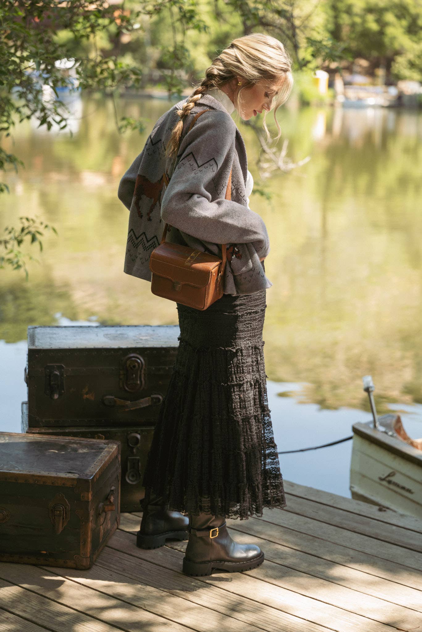 &MERCI - Wholesale Cardigan - Women's - HORSE KNIT SWEATER CARDIGAN MSW1080726