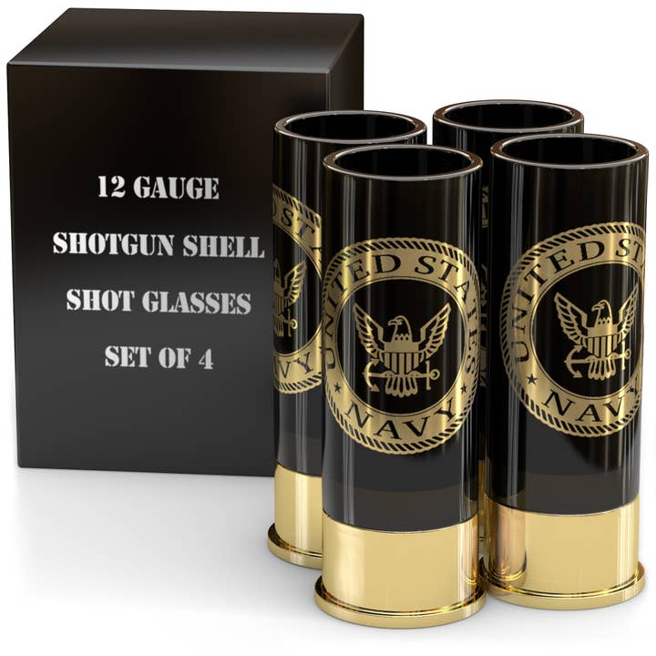 12 Gauge U.S. Navy Shot Glasses - Set of 4 for wholesale by Old Southern Brass