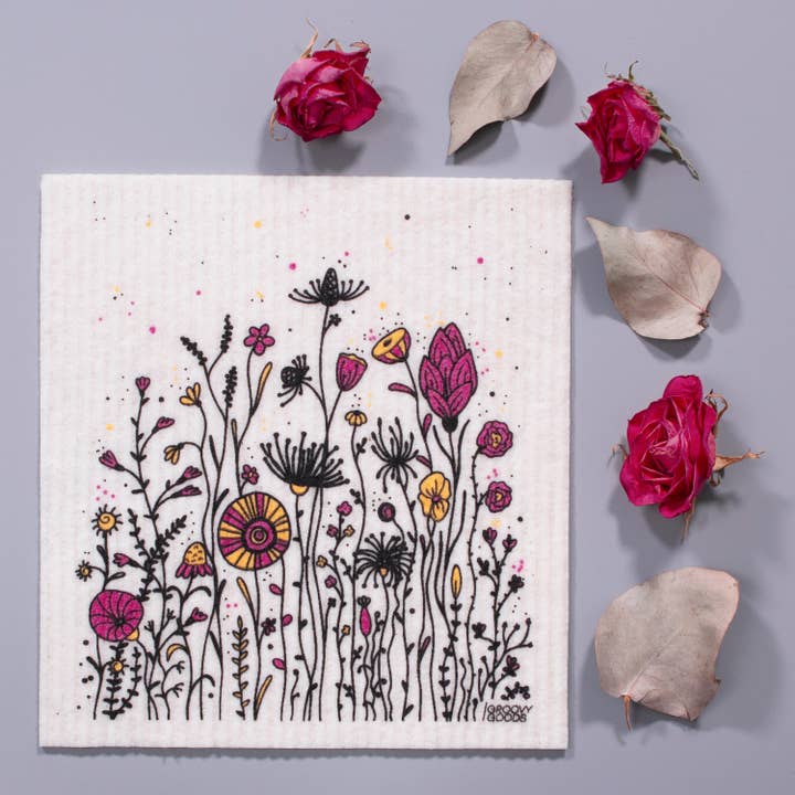 Groovy Goods - Wholesale Dishcloth - Ecological sponge cloth, wild flowers design.2