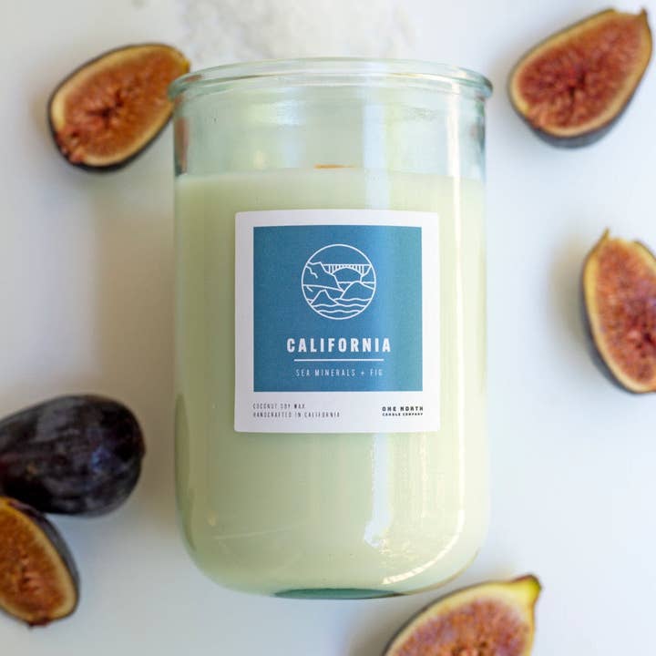 California Travel Candle (zeemineralen | vijg) voor wholesale door One North Candle Company