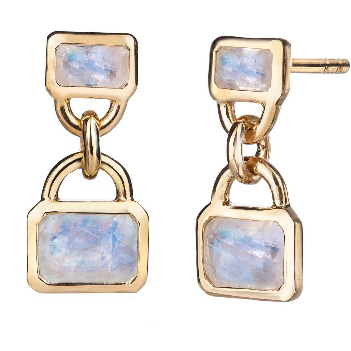 Fervor Montréal - Wholesale  - Malaika Rainbow Moonstone Double Octagon Earrings2