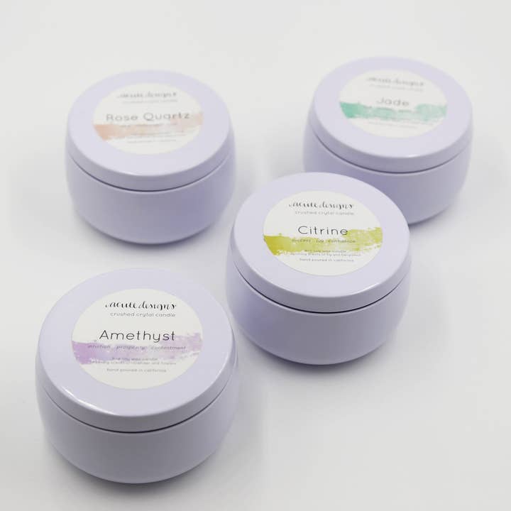 Acute Designs - Wholesale Travel candles - Crushed Crystal Candle -Amethyst, Rose Quartz, Citrine, Jade5