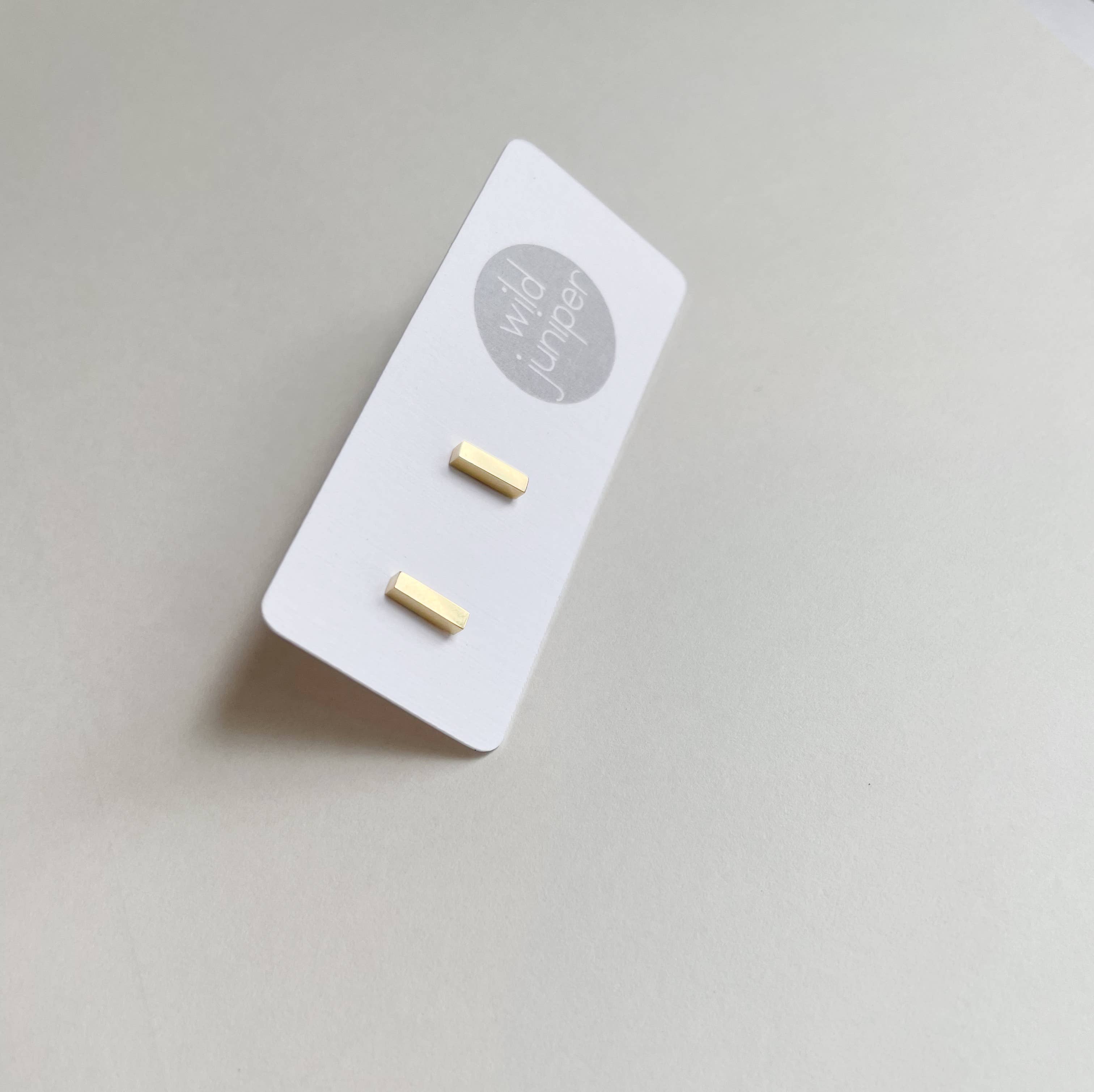 Wild Juniper - Venta al por mayor Pendientes de botón/aretes de poste - Pendientes dorados, hipoalergénicos, con forma de barra pequeña4