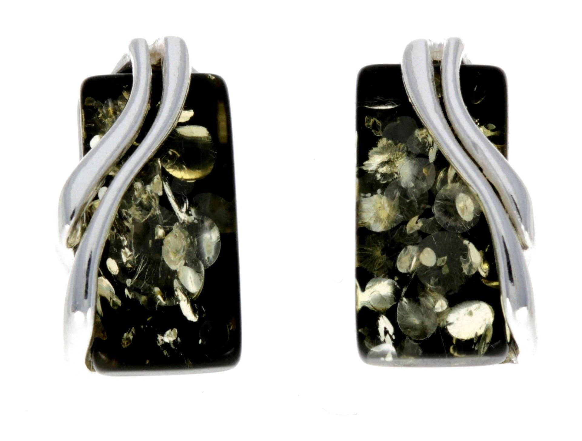 SilverAmber Jewellery - Wholesale Stud/Post Earrings - 925 Sterling Silver & Baltic Amber Modern Studs Earrings - GL0054