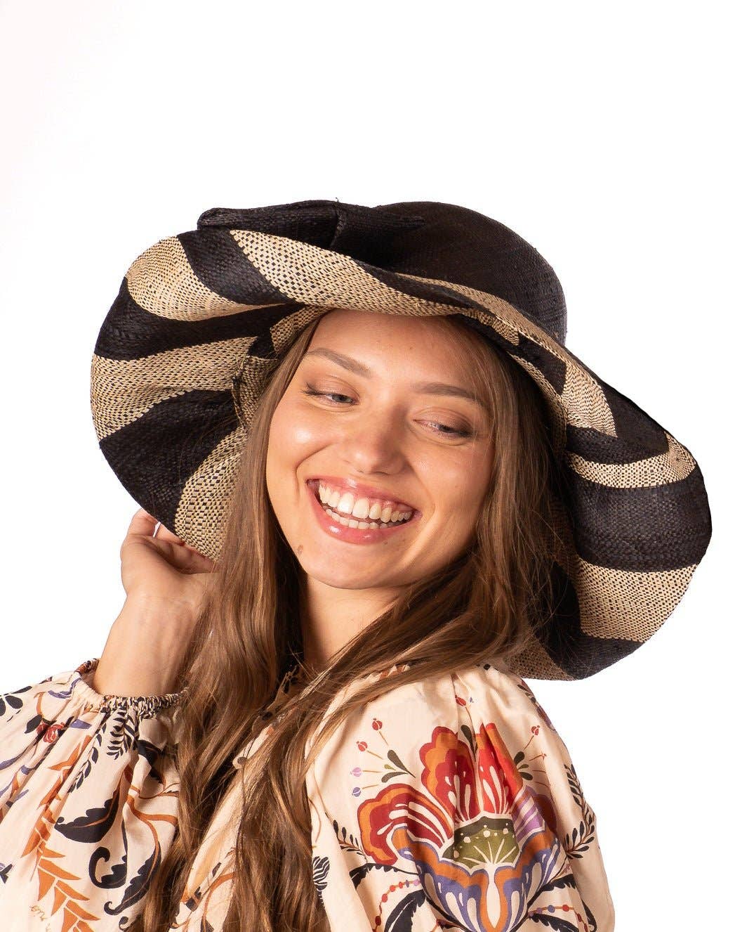 Shebobo - Wholesale Straw Hat - Women's - Audrey 5" & 7" Wide Brim Big Bow Stripe Straw Sun Hats1