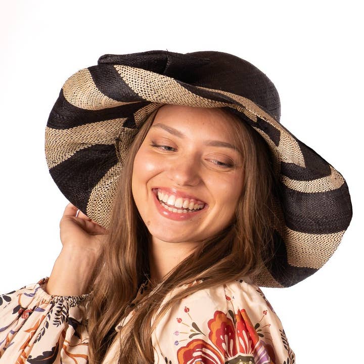 Shebobo - Wholesale Straw Hat - Women's - Audrey 5" & 7" Wide Brim Big Bow Stripe Straw Sun Hats1