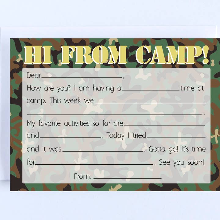 Camp Cards: Green Camo Fill In voor wholesale door The Cornerstone Studio