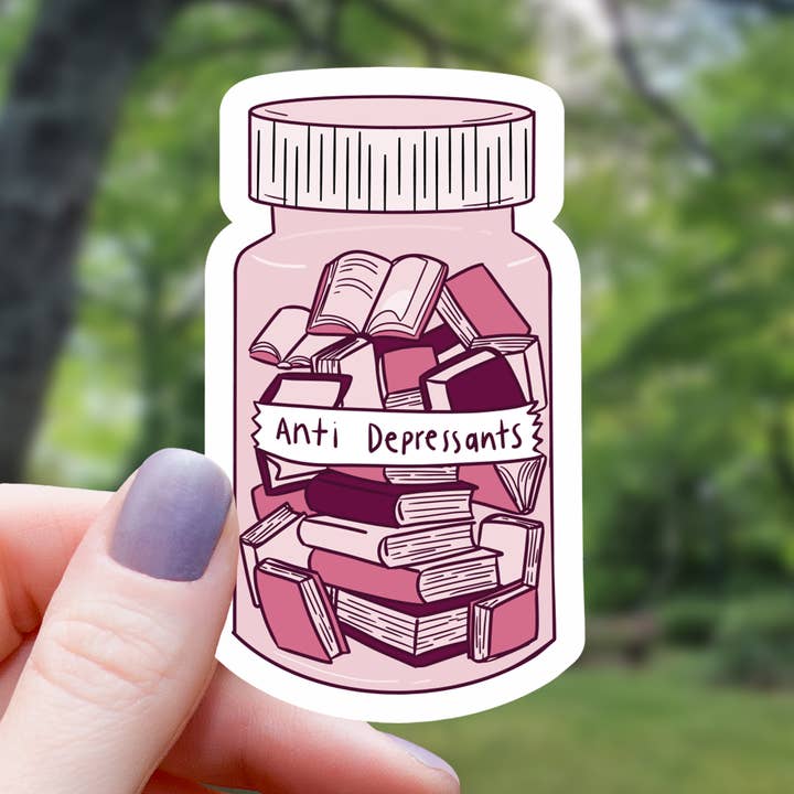 Boeken Antidepressiva Lees Sticker - 3" voor wholesale door Mimic Gaming Co