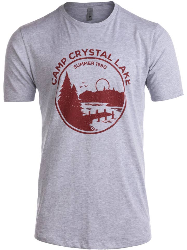 Vintage Grey 1980 Camp Crystal Lake Counselor Funny 80s Horror Tee for wholesale on Faire4