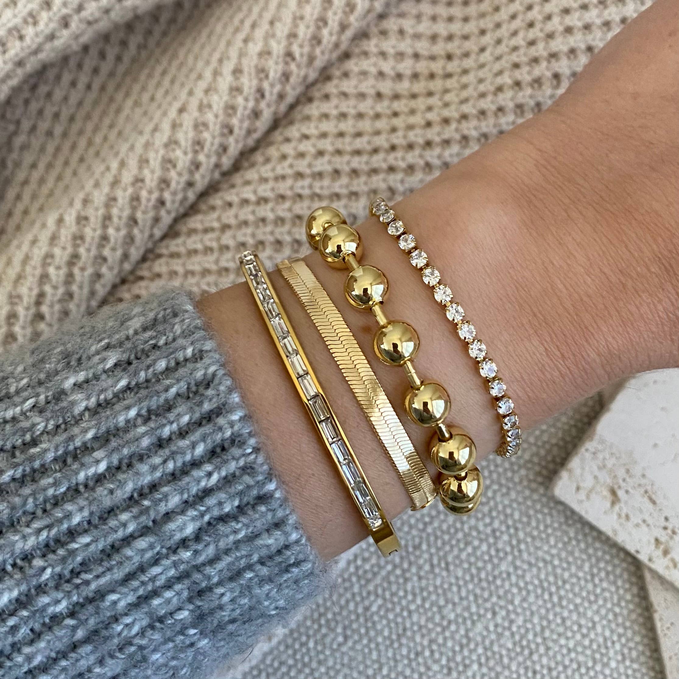 Amady Jewelry - Wholesale Link & Chain Bracelet - Military Satellite Chain Beaded Bracelet 18k Gold Filled6