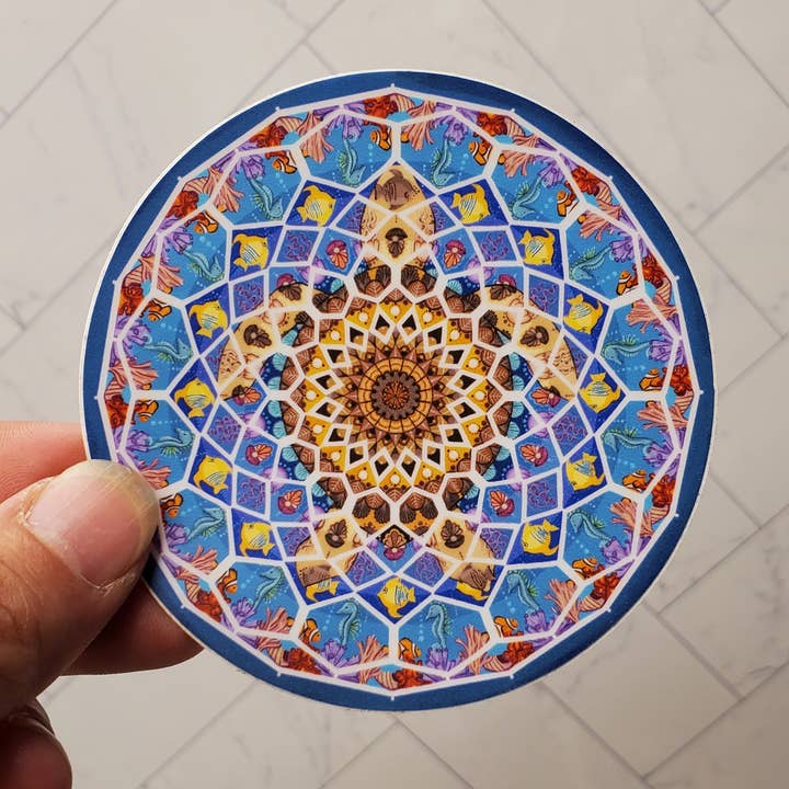 Havskildpadde Mandala Sticker for engroshandel hos Stirling Studios