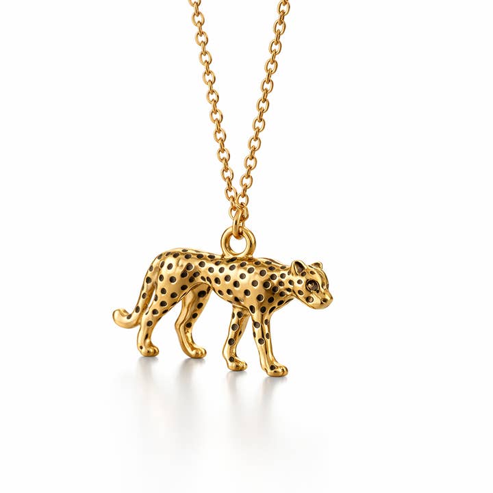 Wild Icon – Halskette mit Leopard aus 18K vergoldetem Stahl für den Großhandel von DUESTELLE ITALIA