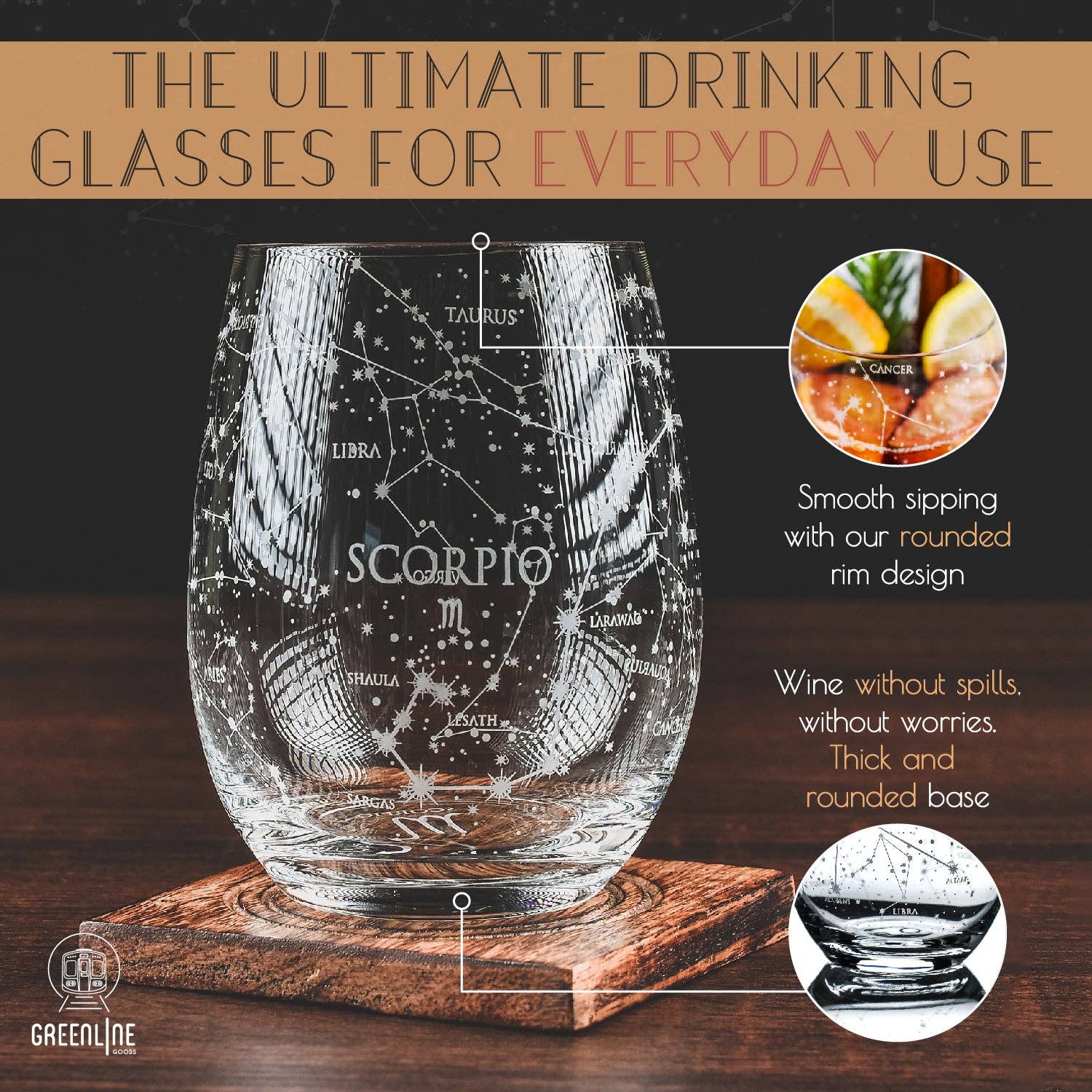 Greenline Goods - Wholesale Wine Glass - Scorpio Stemless Wine Glasses4