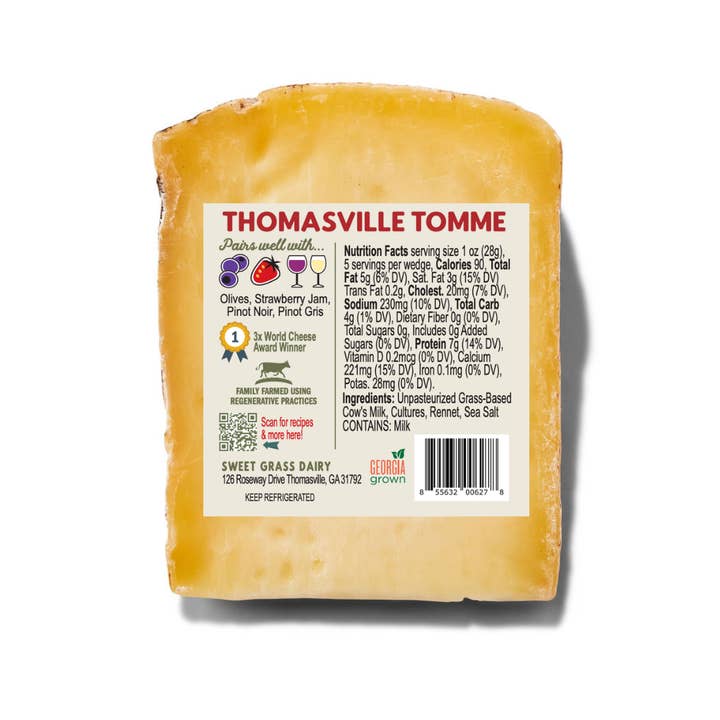 Sweet Grass Dairy - Wholesale Cheese - Thomasville Tomme Retail Pieces