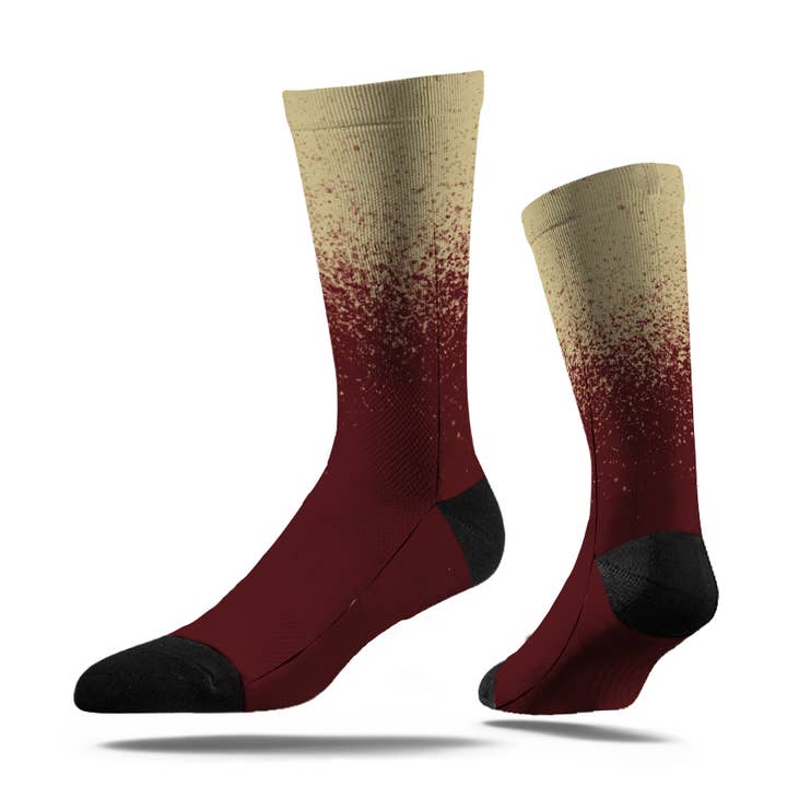 Ombre Crew Socken aus Gold und Granat für den Großhandel von FatCap Apparel Co