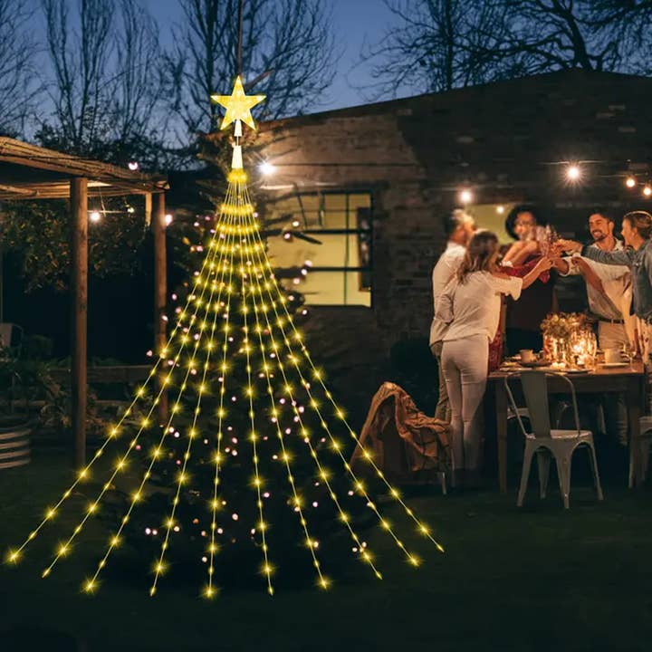 Christmas Decoration Star Shape Light String,  Waterfall Christmas Tree Fairy Lights With Star 10Ft Warm Color for wholesale by WYW