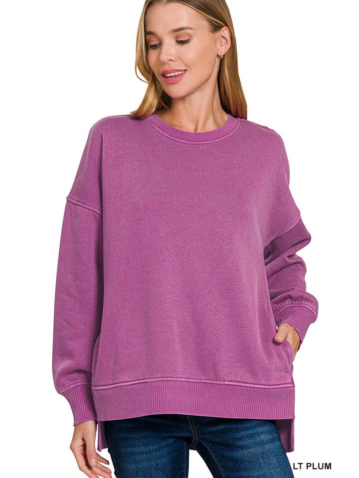 Vanilla Monkey - Wholesale Sweatshirt - Women's - Pigment Dye Fleece Hi-low Hem Pullover With Pocket6