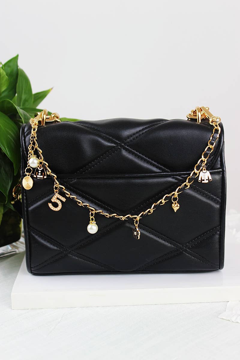 Leto Accessories - Wholesale Bag Strap - Women's - Inspired Pearl&Leather Interwoven Bag Charm Chain Strap8