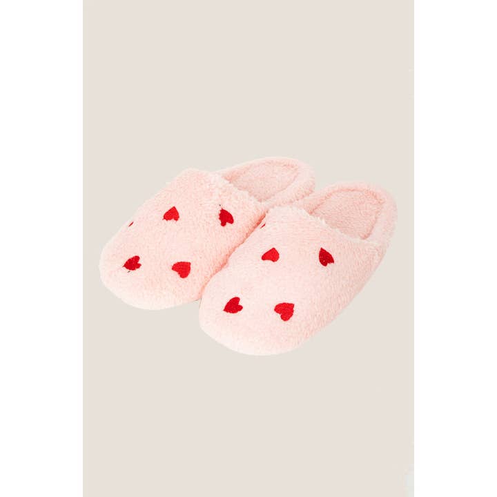 Anarchy Street - Wholesale Slippers - Women's - Love Heart Print Fur Slippers