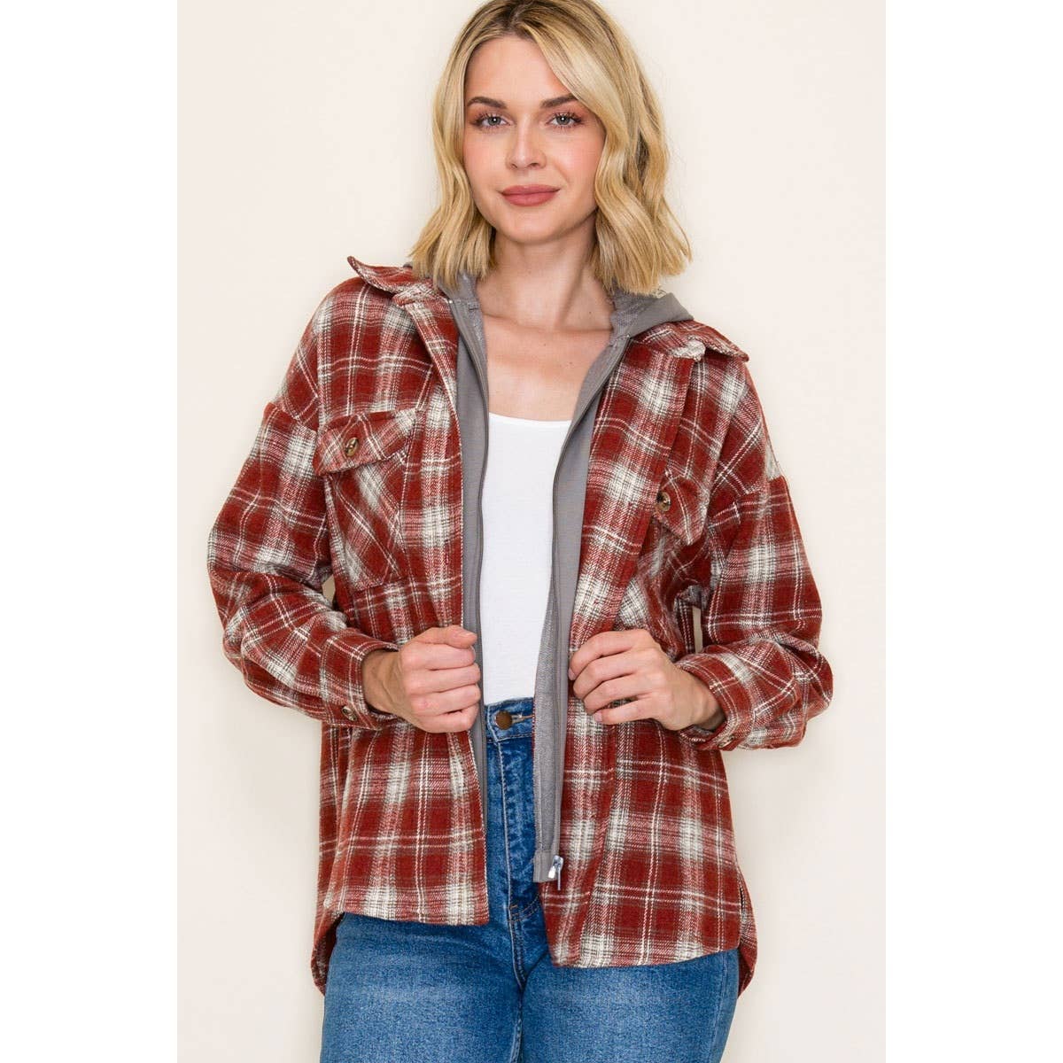 STACCATO - Wholesale Jacket - Women's - TWOFER FRENCH TERRY PLAID JACKET7