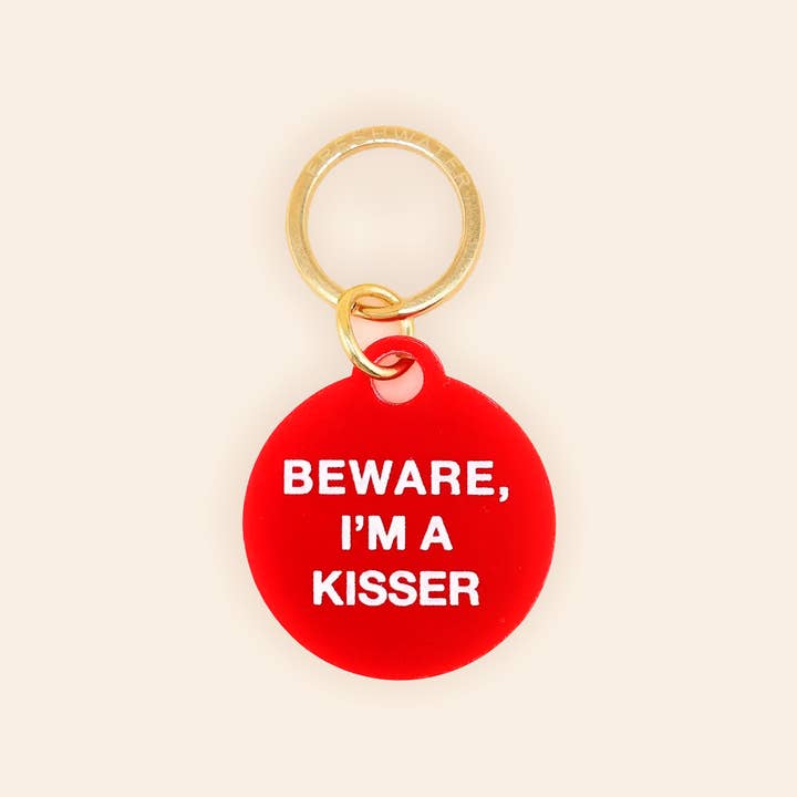Beware, I'm A Kisser Pet Tag for wholesale by Freshwater Curated Goods