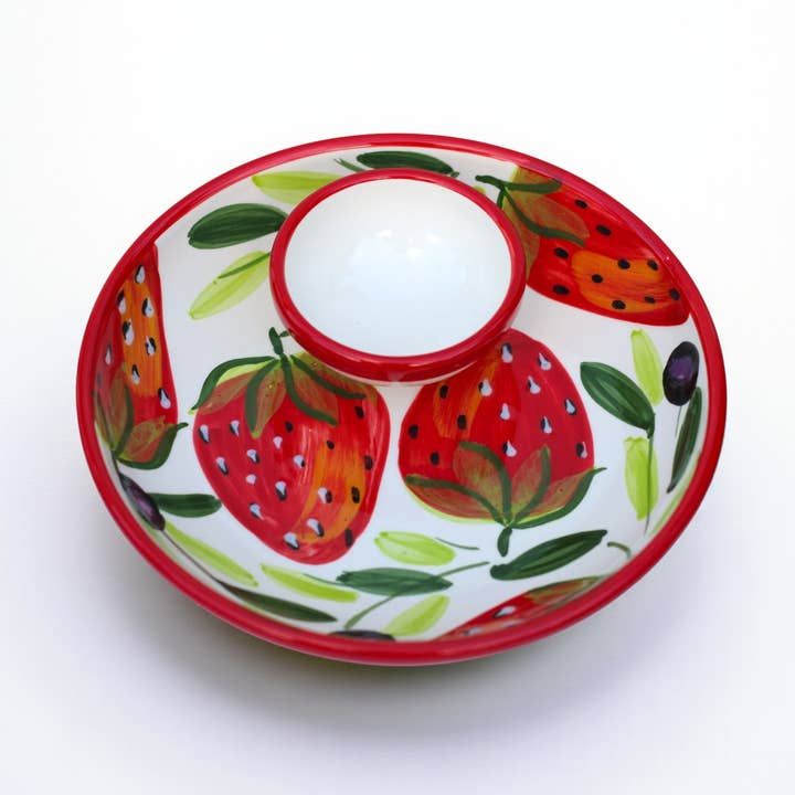 Strawberry Ceramic Dipping Bowl for wholesale by Spain Ceramics