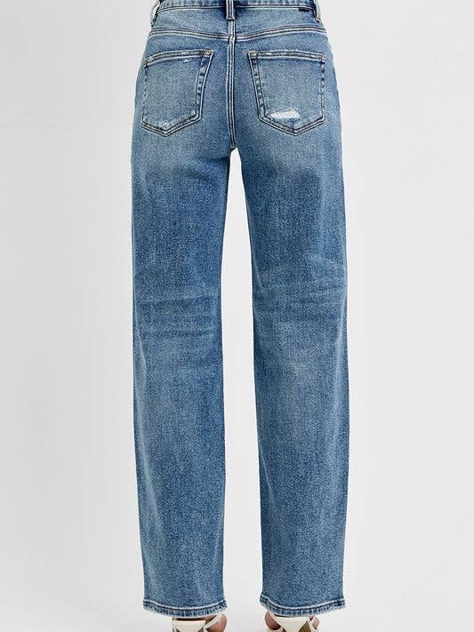 Medium RISEN Full Size Distressed Wide Leg Jeans Plus Size for wholesale on Faire